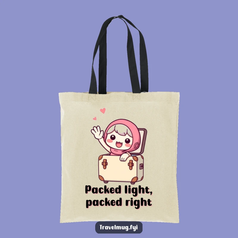Funny Tote Bag: Cute Character Waves Goodbye From Suitcase, Practical Funny Travel Gift!