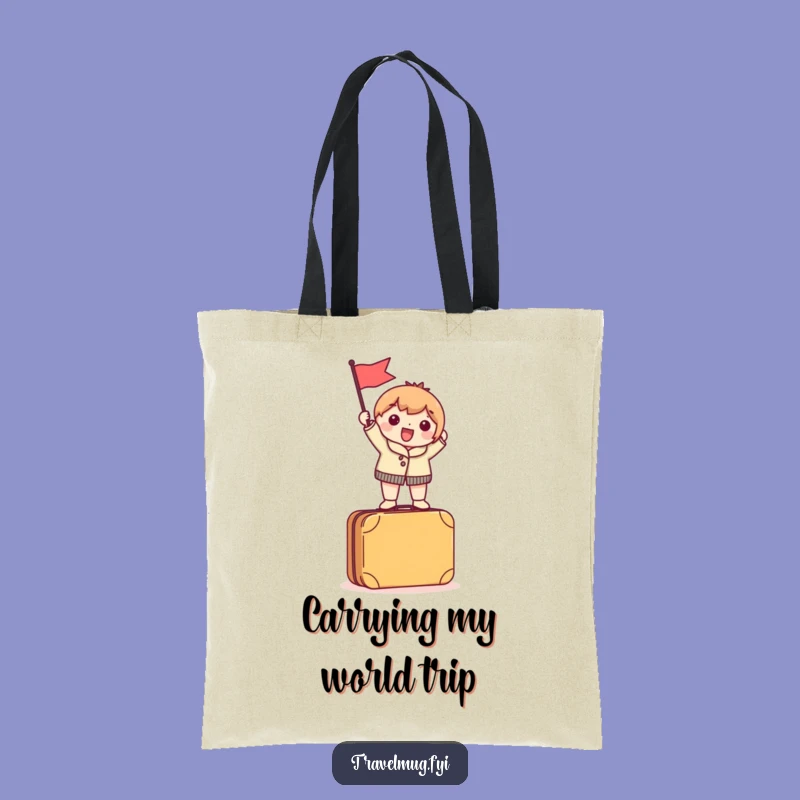 Funny Travel Tote: Character's Adventure Flag, Carry-On Companion Gift