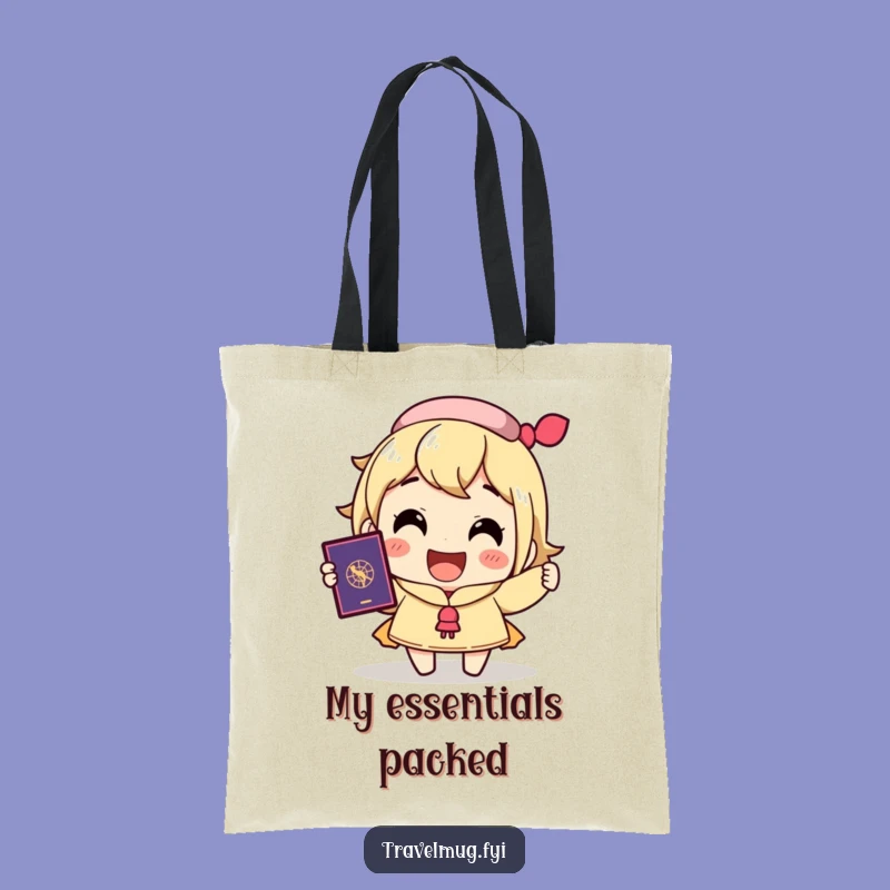 Funny Travel Tote Bag: Joyful Passport Holder, Excited Smile, Unique Gift