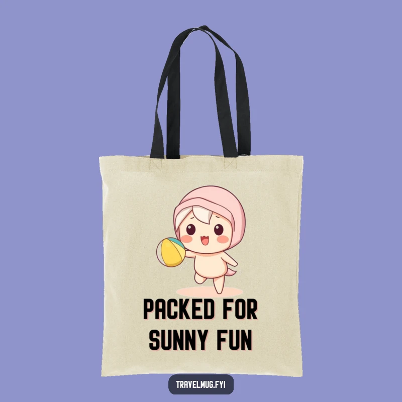 Funny Kawaii Beach Tote Bag: Playful Toss Design, Hilarious Summer Accessory!