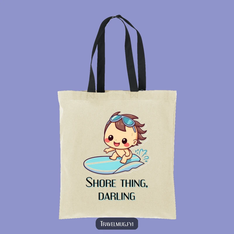 Funny Kawaii Surfer Tote Bag - Hilarious Beach Carryall Gift